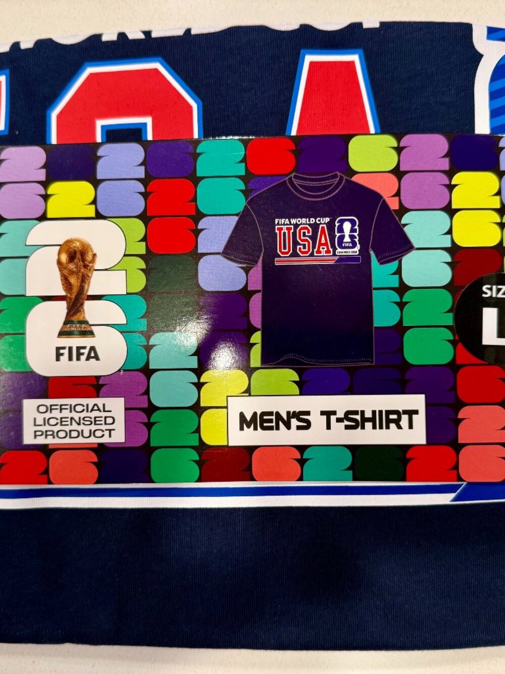 FIFA World Cup 2026 Officially Licensed USA Men's T-Shirt, Navy, Large, NWT